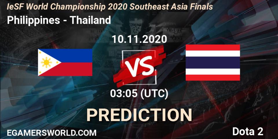 Prognose für das Spiel Philippines VS Thailand. 10.11.20. Dota 2 - IeSF World Championship 2020 Southeast Asia Finals