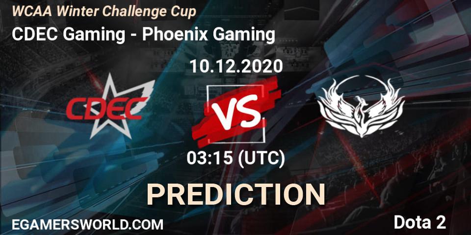 Prognose für das Spiel CDEC Gaming VS Phoenix Gaming. 10.12.2020 at 03:04. Dota 2 - WCAA Winter Challenge Cup
