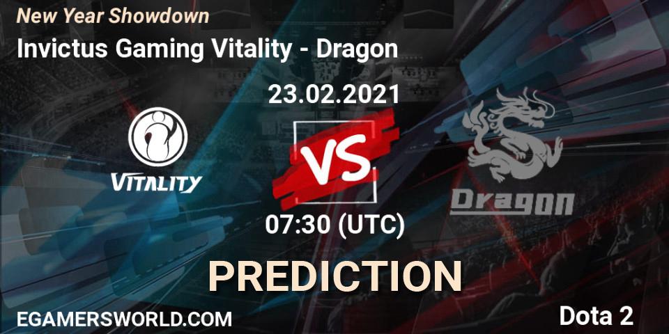 Prognose für das Spiel Invictus Gaming Vitality VS Dragon. 23.02.2021 at 07:46. Dota 2 - New Year Showdown