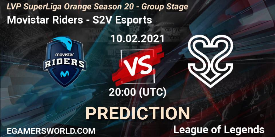 Prognose für das Spiel Movistar Riders VS S2V Esports. 10.02.2021 at 20:30. LoL - LVP SuperLiga Orange Season 20 - Group Stage