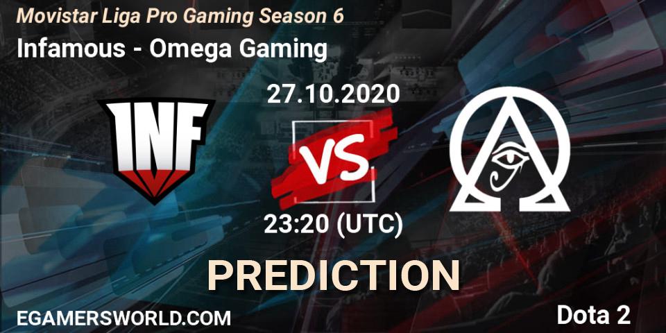 Prognose für das Spiel Infamous VS Omega Gaming. 27.10.20. Dota 2 - Movistar Liga Pro Gaming Season 6