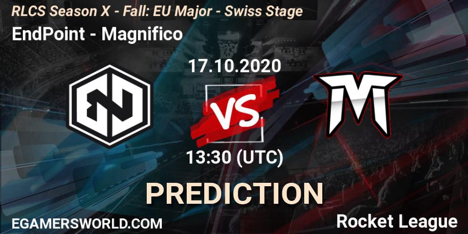 Prognose für das Spiel EndPoint VS Magnifico. 17.10.2020 at 13:30. Rocket League - RLCS Season X - Fall: EU Major - Swiss Stage