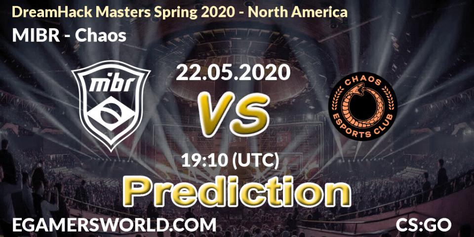 Prognose für das Spiel MIBR VS Chaos. 22.05.2020 at 19:10. Counter-Strike (CS2) - DreamHack Masters Spring 2020 - North America