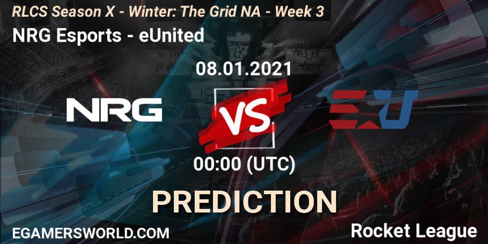 Prognose für das Spiel NRG Esports VS eUnited. 15.01.21. Rocket League - RLCS Season X - Winter: The Grid NA - Week 3