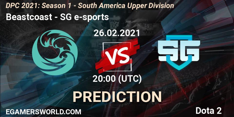 Prognose für das Spiel Beastcoast VS SG e-sports. 26.02.2021 at 20:02. Dota 2 - DPC 2021: Season 1 - South America Upper Division