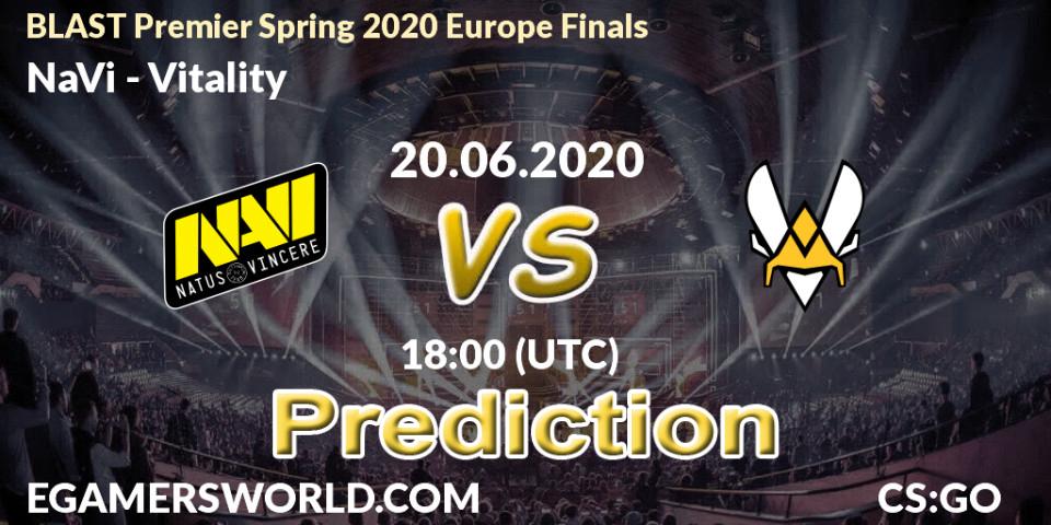 Prognose für das Spiel NaVi VS Vitality. 20.06.2020 at 17:10. Counter-Strike (CS2) - BLAST Premier Spring 2020 Europe Finals