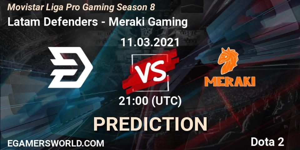 Prognose für das Spiel Latam Defenders VS Meraki Gaming. 11.03.21. Dota 2 - Movistar Liga Pro Gaming Season 8