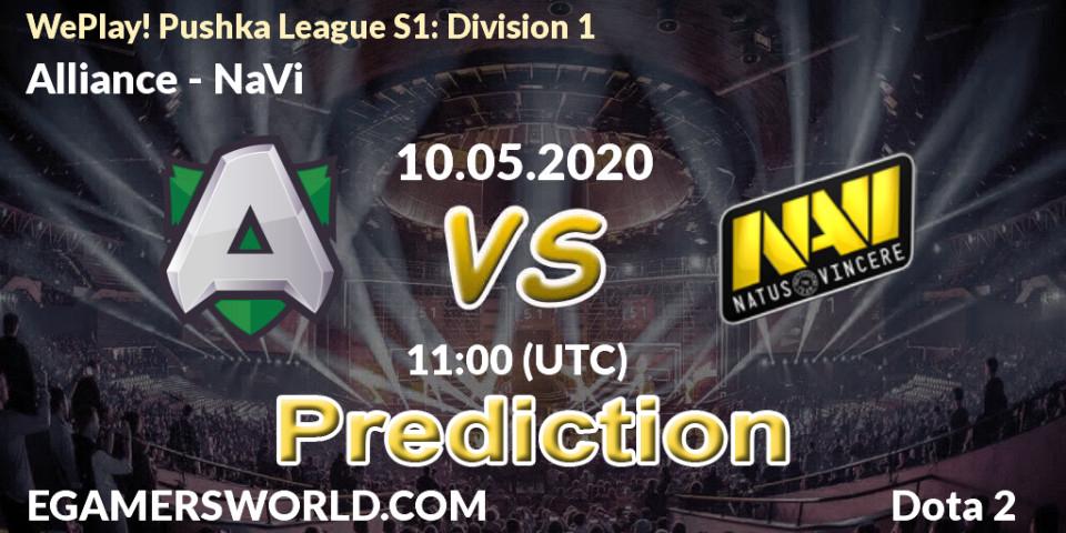 Prognose für das Spiel Alliance VS NaVi. 10.05.20. Dota 2 - WePlay! Pushka League S1: Division 1