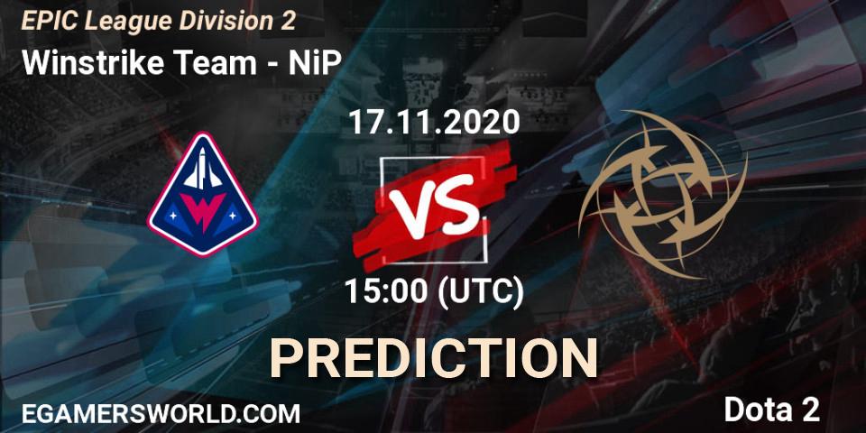 Prognose für das Spiel Winstrike Team VS NiP. 17.11.2020 at 13:39. Dota 2 - EPIC League Division 2