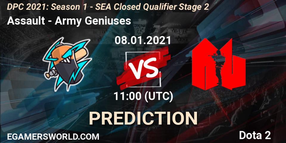 Prognose für das Spiel Assault VS Army Geniuses. 08.01.21. Dota 2 - DPC 2021: Season 1 - SEA Closed Qualifier Stage 2