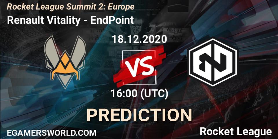 Prognose für das Spiel Renault Vitality VS EndPoint. 18.12.20. Rocket League - Rocket League Summit 2: Europe