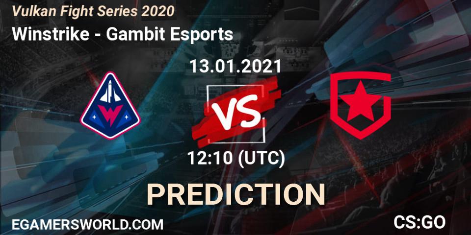 Prognose für das Spiel Winstrike VS Gambit Esports. 13.01.2021 at 12:10. Counter-Strike (CS2) - Vulkan Fight Series 2020