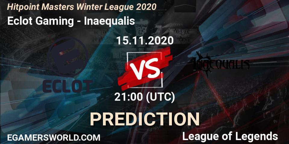 Prognose für das Spiel Eclot Gaming VS Inaequalis. 15.11.2020 at 21:00. LoL - Hitpoint Masters Winter League 2020