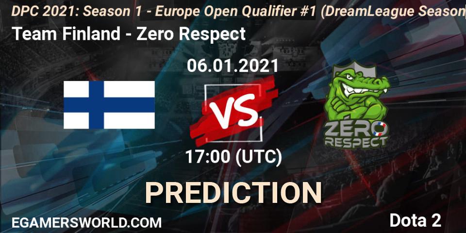 Prognose für das Spiel Team Finland VS Zero Respect. 06.01.21. Dota 2 - DPC 2021: Season 1 - Europe Open Qualifier #1 (DreamLeague Season 14)