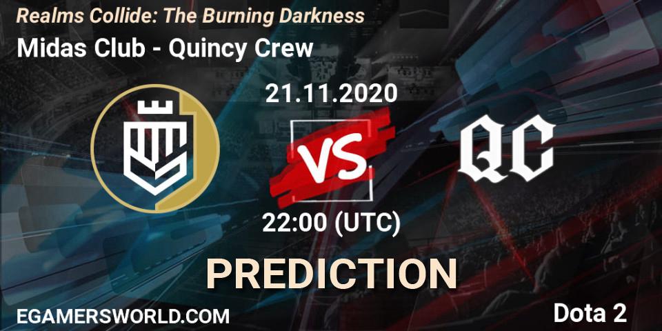 Prognose für das Spiel Midas Club VS Quincy Crew. 21.11.20. Dota 2 - Realms Collide: The Burning Darkness