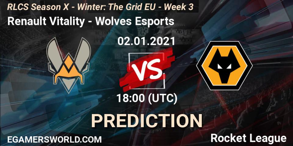 Prognose für das Spiel Renault Vitality VS Wolves Esports. 02.01.21. Rocket League - RLCS Season X - Winter: The Grid EU - Week 3