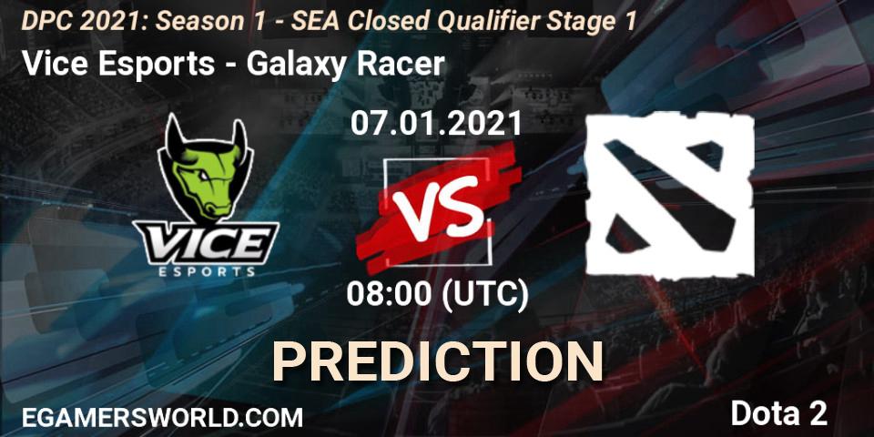 Prognose für das Spiel Vice Esports VS Galaxy Racer. 07.01.2021 at 07:31. Dota 2 - DPC 2021: Season 1 - SEA Closed Qualifier Stage 1