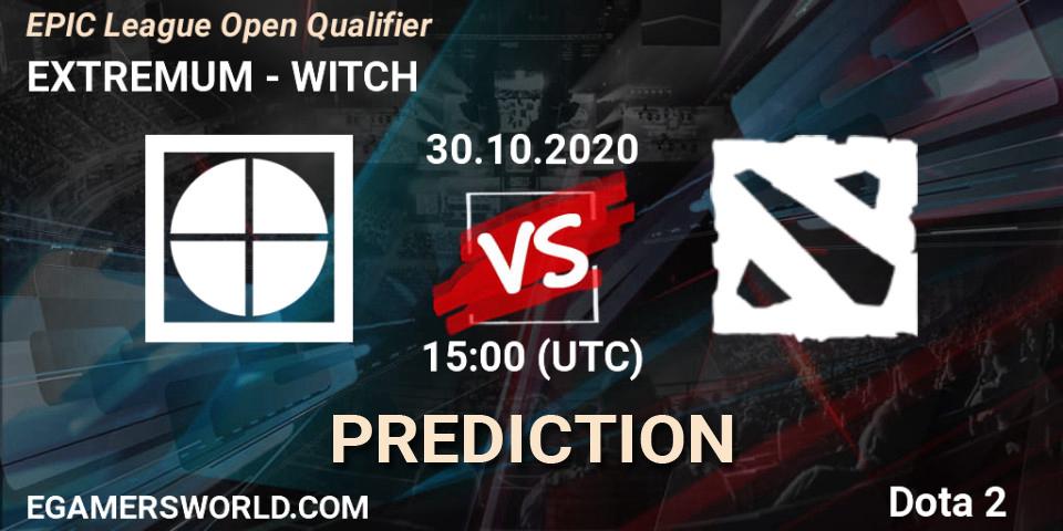 Prognose für das Spiel EXTREMUM VS WITCH. 30.10.2020 at 15:06. Dota 2 - EPIC League Open Qualifier