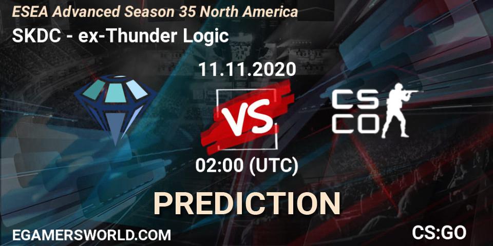 Prognose für das Spiel SKDC VS ex-Thunder Logic. 11.11.2020 at 02:00. Counter-Strike (CS2) - ESEA Advanced Season 35 North America