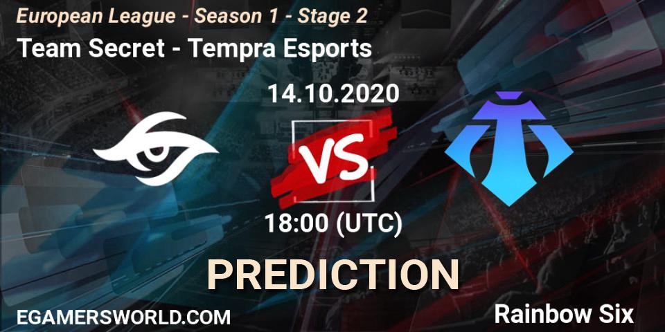 Prognose für das Spiel Team Secret VS Tempra Esports. 14.10.20. Rainbow Six - European League - Season 1 - Stage 2