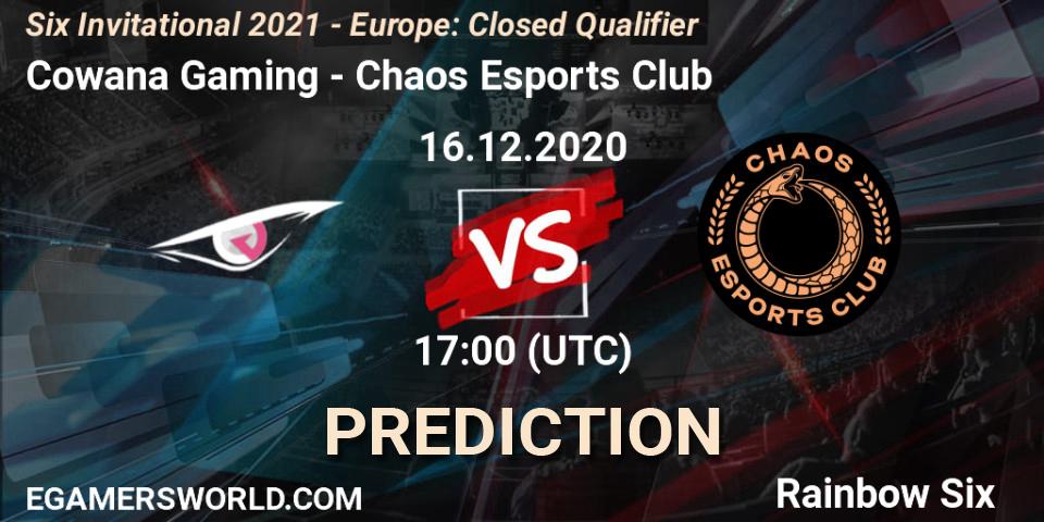 Prognose für das Spiel Cowana Gaming VS Chaos Esports Club. 16.12.20. Rainbow Six - Six Invitational 2021 - Europe: Closed Qualifier
