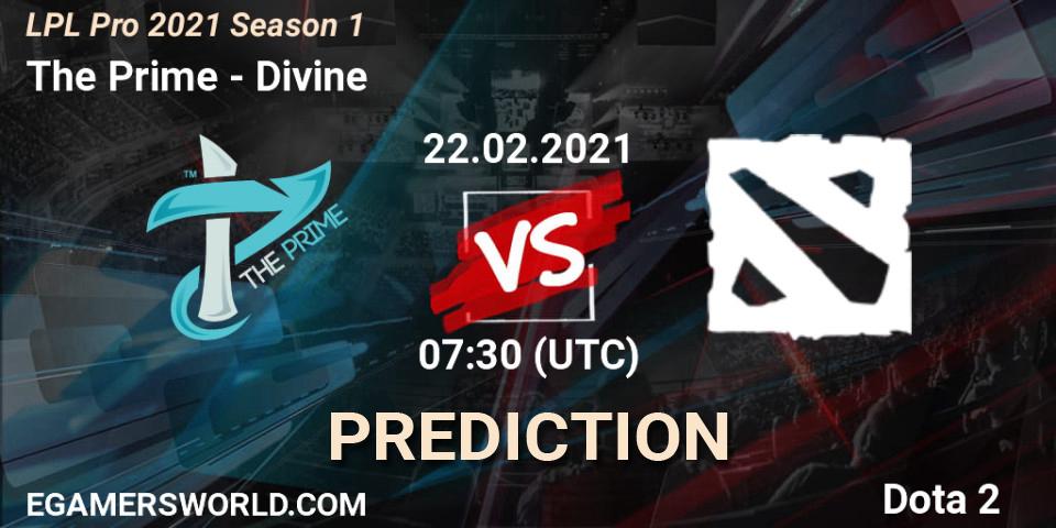 Prognose für das Spiel The Prime VS Divine. 22.02.2021 at 07:30. Dota 2 - LPL Pro 2021 Season 1