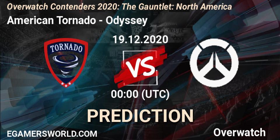 Prognose für das Spiel American Tornado VS Odyssey. 19.12.2020 at 00:15. Overwatch - Overwatch Contenders 2020: The Gauntlet: North America
