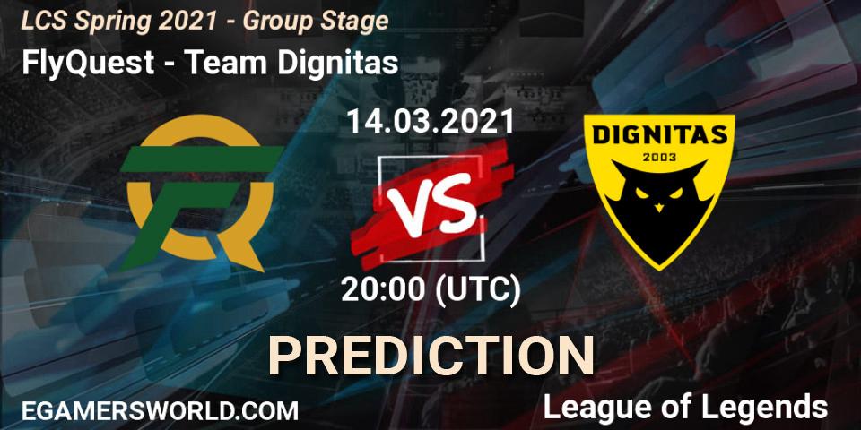 Prognose für das Spiel FlyQuest VS Team Dignitas. 14.03.21. LoL - LCS Spring 2021 - Group Stage