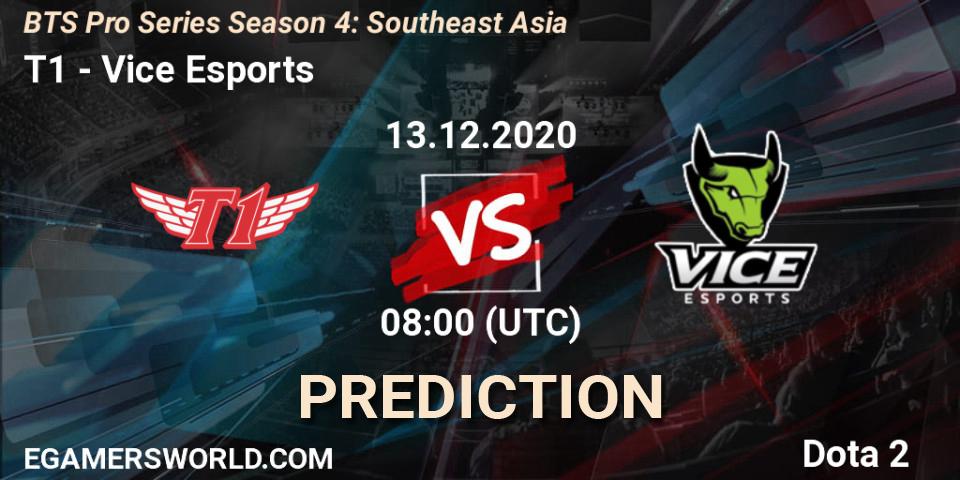 Prognose für das Spiel T1 VS Vice Esports. 13.12.2020 at 06:01. Dota 2 - BTS Pro Series Season 4: Southeast Asia