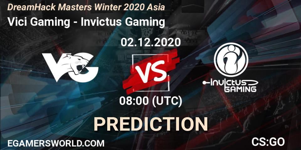 Prognose für das Spiel Vici Gaming VS Invictus Gaming. 02.12.2020 at 08:50. Counter-Strike (CS2) - DreamHack Masters Winter 2020 Asia