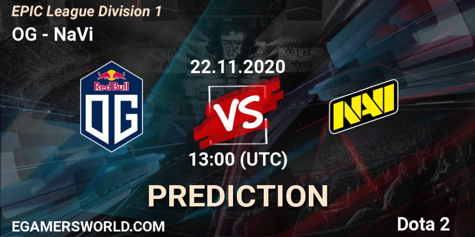 Prognose für das Spiel OG VS NaVi. 22.11.2020 at 12:59. Dota 2 - EPIC League Division 1