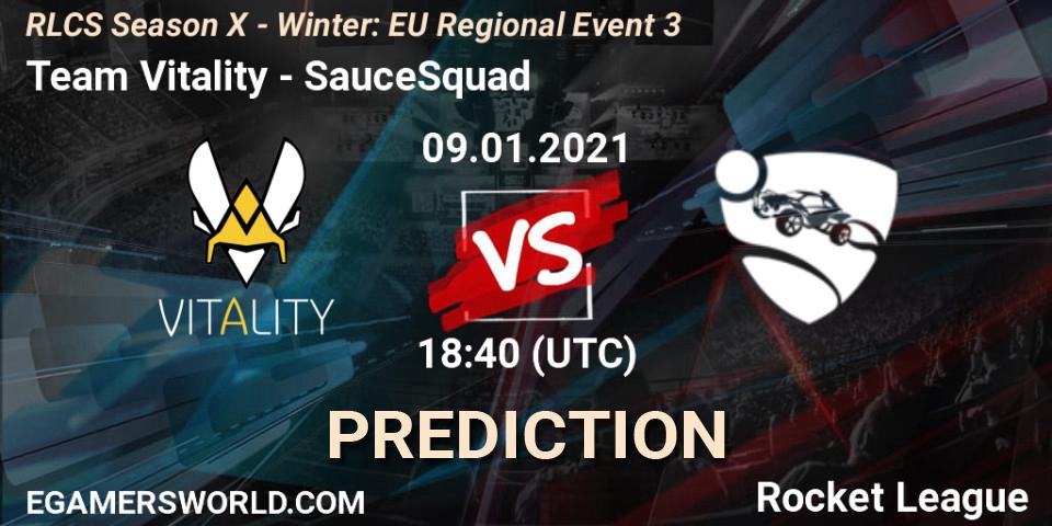 Prognose für das Spiel Team Vitality VS SauceSquad. 09.01.21. Rocket League - RLCS Season X - Winter: EU Regional Event 3