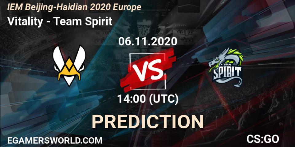 Prognose für das Spiel Vitality VS Team Spirit. 06.11.20. CS2 (CS:GO) - IEM Beijing-Haidian 2020 Europe