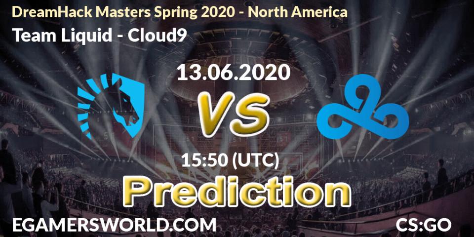 Prognose für das Spiel Team Liquid VS Cloud9. 13.06.2020 at 15:50. Counter-Strike (CS2) - DreamHack Masters Spring 2020 - North America