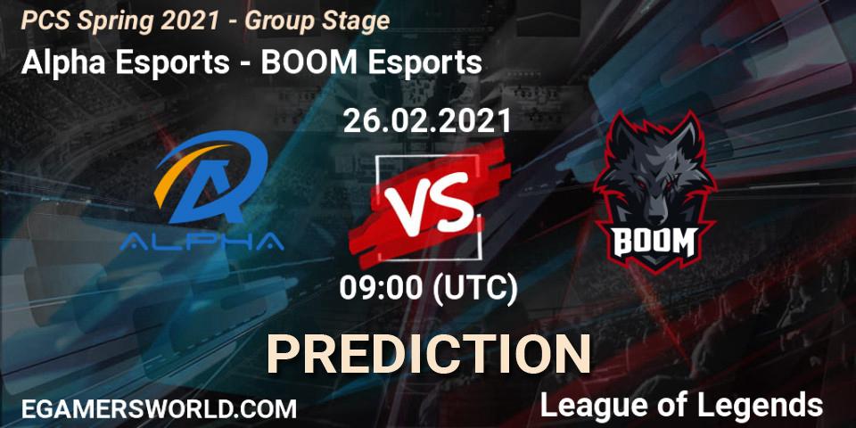Prognose für das Spiel Alpha Esports VS BOOM Esports. 26.02.21. LoL - PCS Spring 2021 - Group Stage