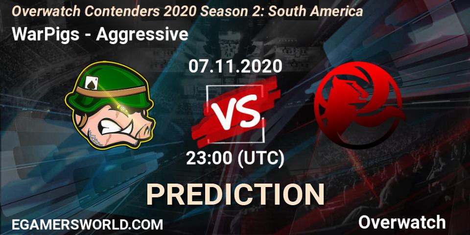 Prognose für das Spiel WarPigs VS Aggressive. 08.11.2020 at 01:30. Overwatch - Overwatch Contenders 2020 Season 2: South America