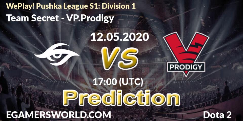 Prognose für das Spiel Team Secret VS VP.Prodigy. 12.05.2020 at 16:44. Dota 2 - WePlay! Pushka League S1: Division 1