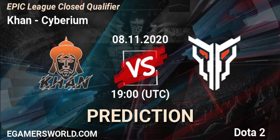 Prognose für das Spiel Khan VS Cyberium. 08.11.2020 at 18:09. Dota 2 - EPIC League Closed Qualifier