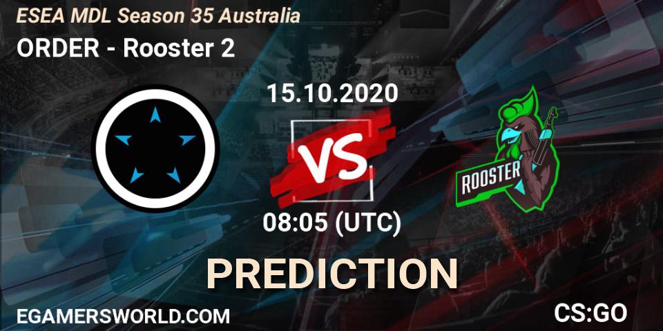 Prognose für das Spiel ORDER VS Rooster 2. 15.10.2020 at 08:05. Counter-Strike (CS2) - ESEA MDL Season 35 Australia