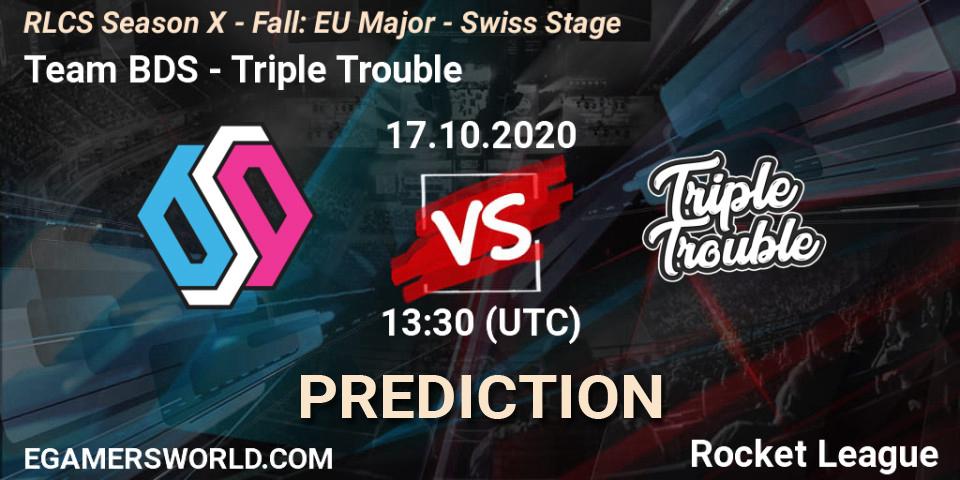 Prognose für das Spiel Team BDS VS Triple Trouble. 17.10.20. Rocket League - RLCS Season X - Fall: EU Major - Swiss Stage