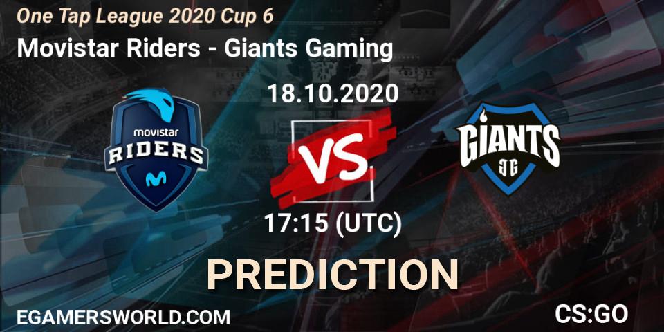 Prognose für das Spiel Movistar Riders VS Giants Gaming. 18.10.2020 at 17:25. Counter-Strike (CS2) - One Tap League 2020 Cup 6