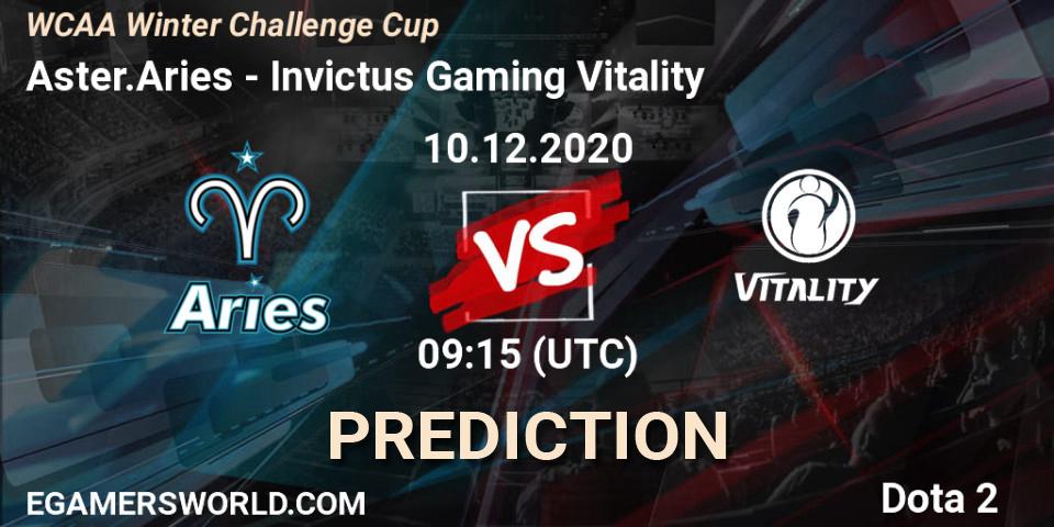 Prognose für das Spiel Aster.Aries VS Invictus Gaming Vitality. 10.12.2020 at 09:16. Dota 2 - WCAA Winter Challenge Cup