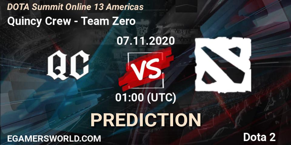 Prognose für das Spiel Quincy Crew VS Team Zero. 07.11.2020 at 01:00. Dota 2 - DOTA Summit 13: Americas
