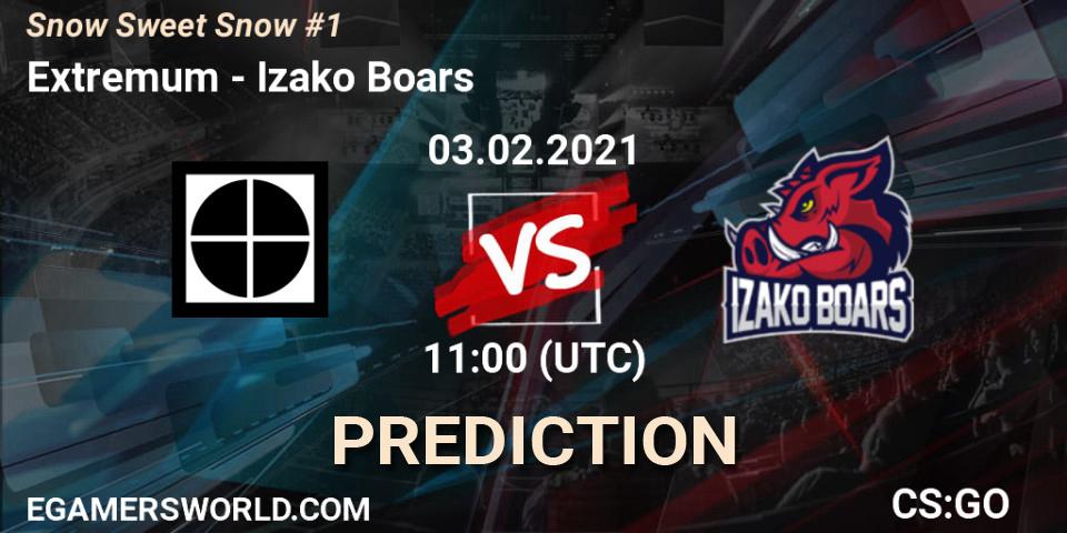 Prognose für das Spiel Extremum VS Izako Boars. 03.02.2021 at 11:30. Counter-Strike (CS2) - Snow Sweet Snow #1