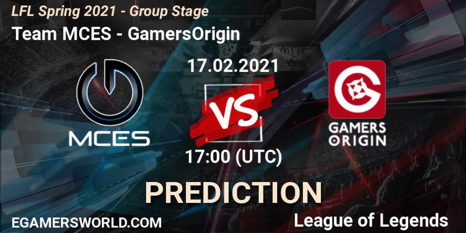 Prognose für das Spiel Team MCES VS GamersOrigin. 17.02.2021 at 17:00. LoL - LFL Spring 2021 - Group Stage