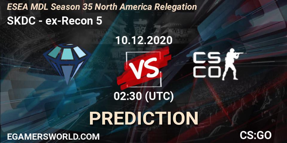 Prognose für das Spiel SKDC VS ex-Recon 5. 10.12.2020 at 02:30. Counter-Strike (CS2) - ESEA MDL Season 35 North America Relegation