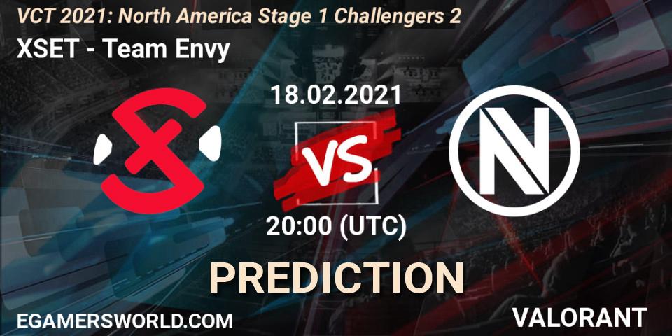 Prognose für das Spiel XSET VS Team Envy. 20.02.2021 at 20:00. VALORANT - VCT 2021: North America Stage 1 Challengers 2