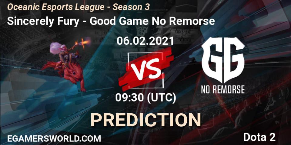 Prognose für das Spiel Sincerely Fury VS Good Game No Remorse. 06.02.2021 at 10:23. Dota 2 - Oceanic Esports League - Season 3