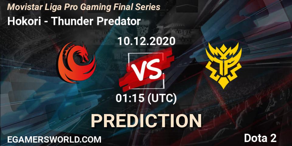 Prognose für das Spiel Hokori VS Thunder Predator. 10.12.20. Dota 2 - Movistar Liga Pro Gaming Final Series