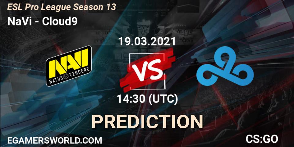Prognose für das Spiel NaVi VS Cloud9. 19.03.21. CS2 (CS:GO) - ESL Pro League Season 13